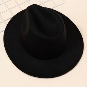Solid black fedora womens hat